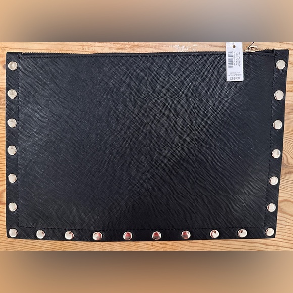 White House Black Market Black Clutch with Pink Floral Design - Picture 2 of 2